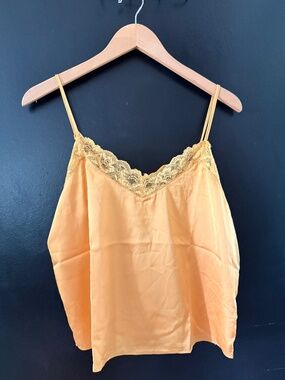 Pink Rose Satin Lace Cami Golden Glow Size Large NWT